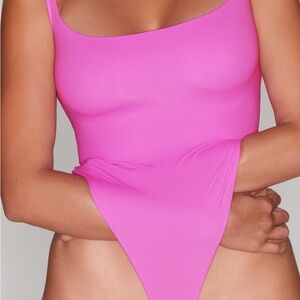 Skims Pink Fits Everybody Square Neck Bodysuit
